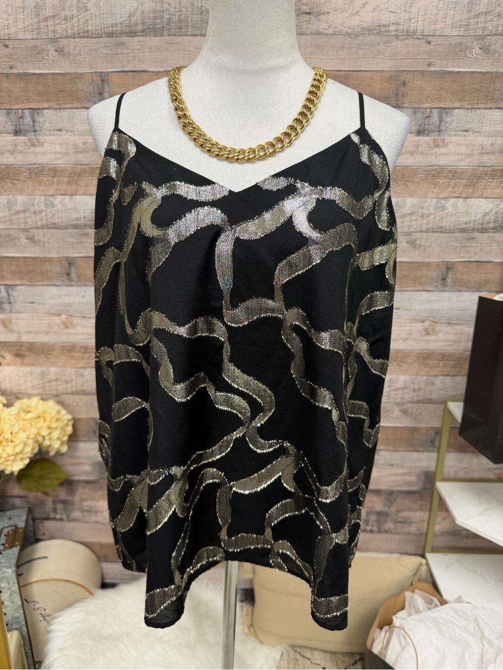 Black and Gold Ann Taylor Top XL